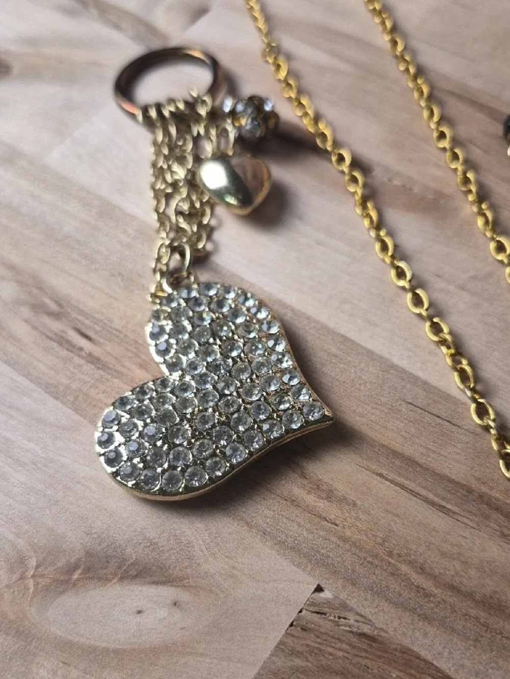 Gold Open Heart Pendant Necklace for Women